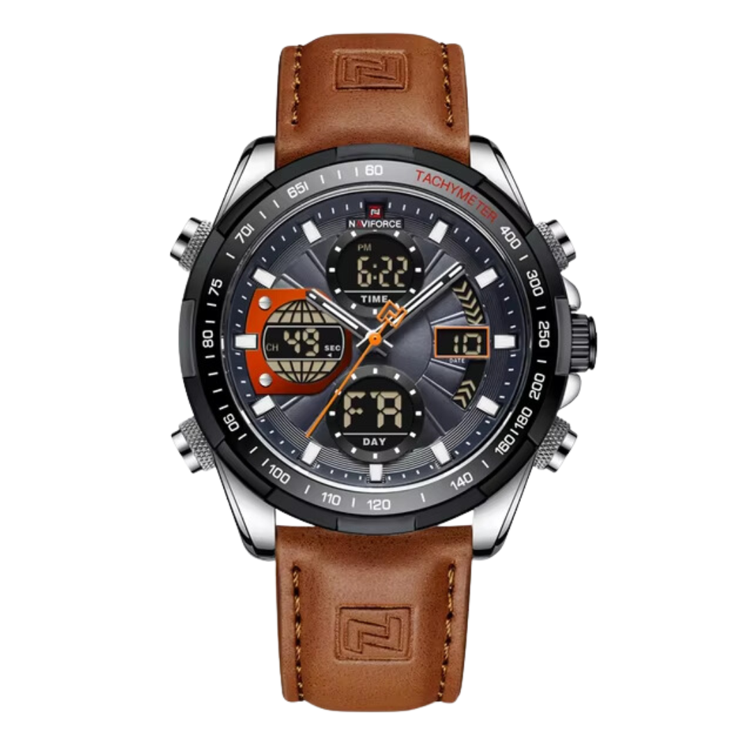 Naviforce EV031 – Luxuriöse sportliche Uhr mit Multifunktionsdisplay und Lederarmband