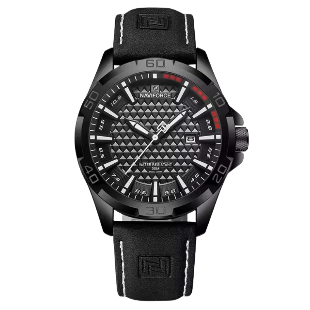 Naviforce EV043 – Coole schwarze Uhr mit silbernen Details