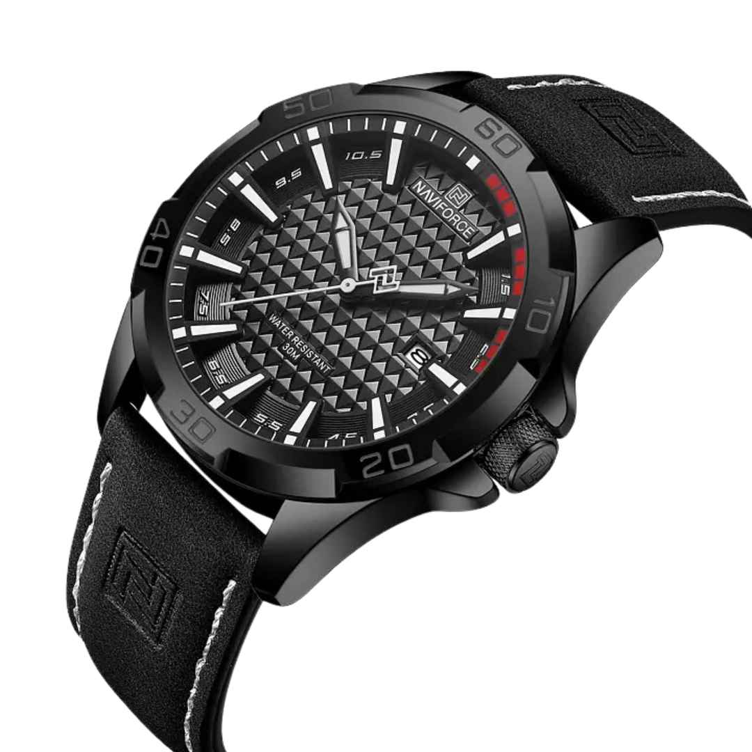 Naviforce EV043 – Coole schwarze Uhr mit silbernen Details