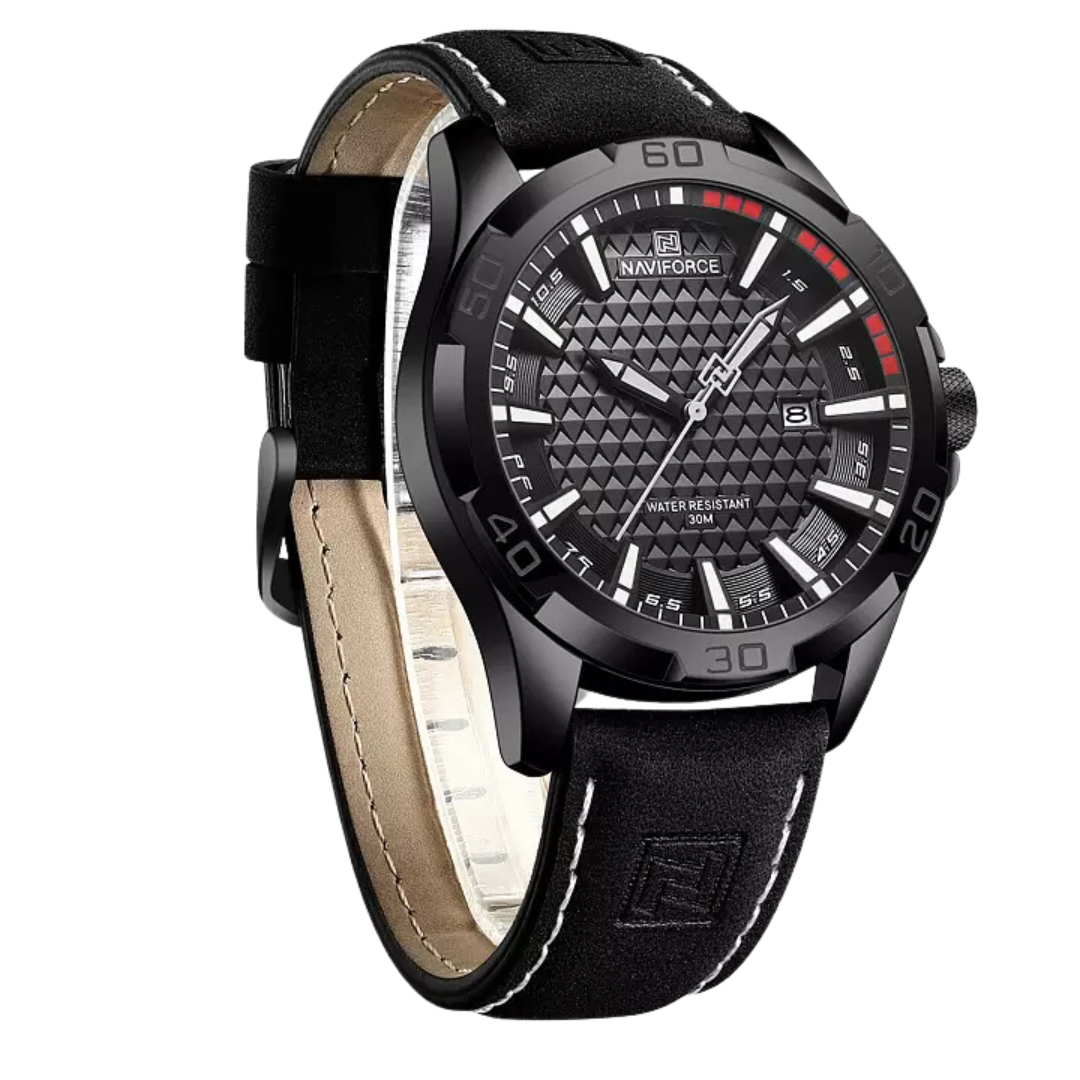 Naviforce EV043 – Coole schwarze Uhr mit silbernen Details