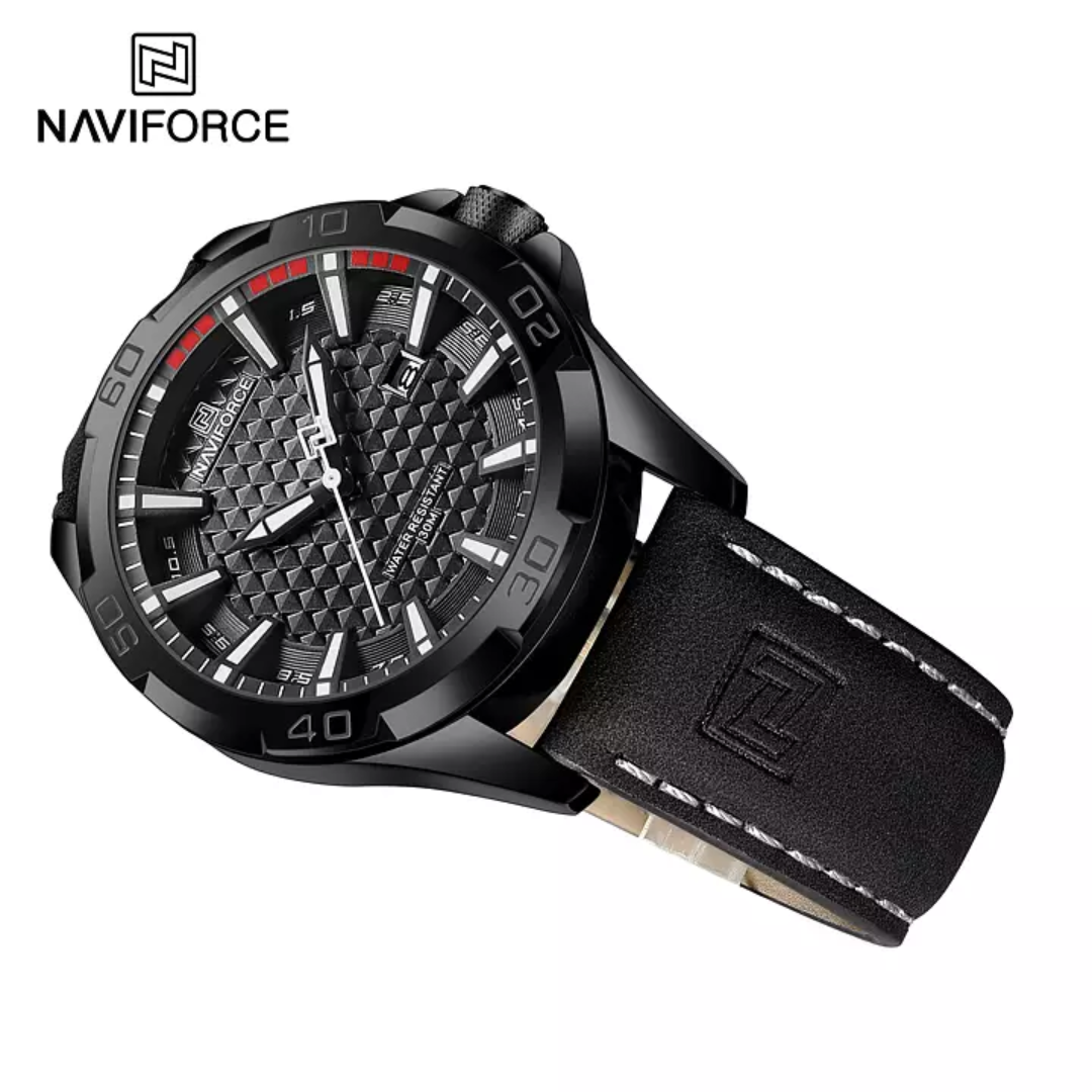 Naviforce EV043 – Coole schwarze Uhr mit silbernen Details