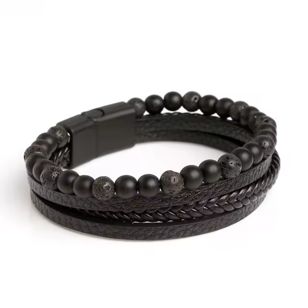 Empor Cesari – Luxuriöses schwarzes Armband mit Perlen für Herren