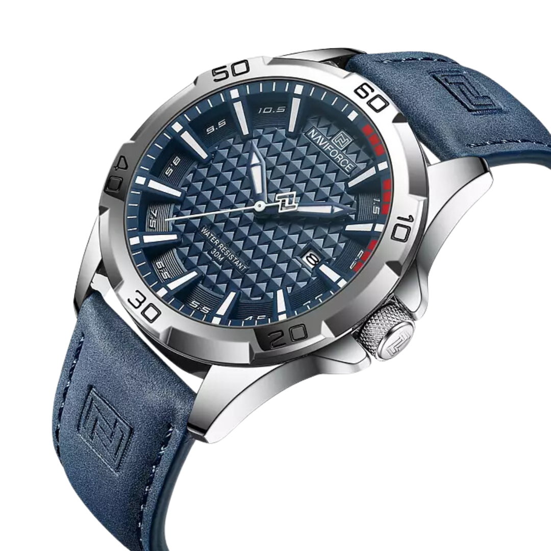 Naviforce EV040 – Coole blaue Uhr mit luxuriösem Silberrand