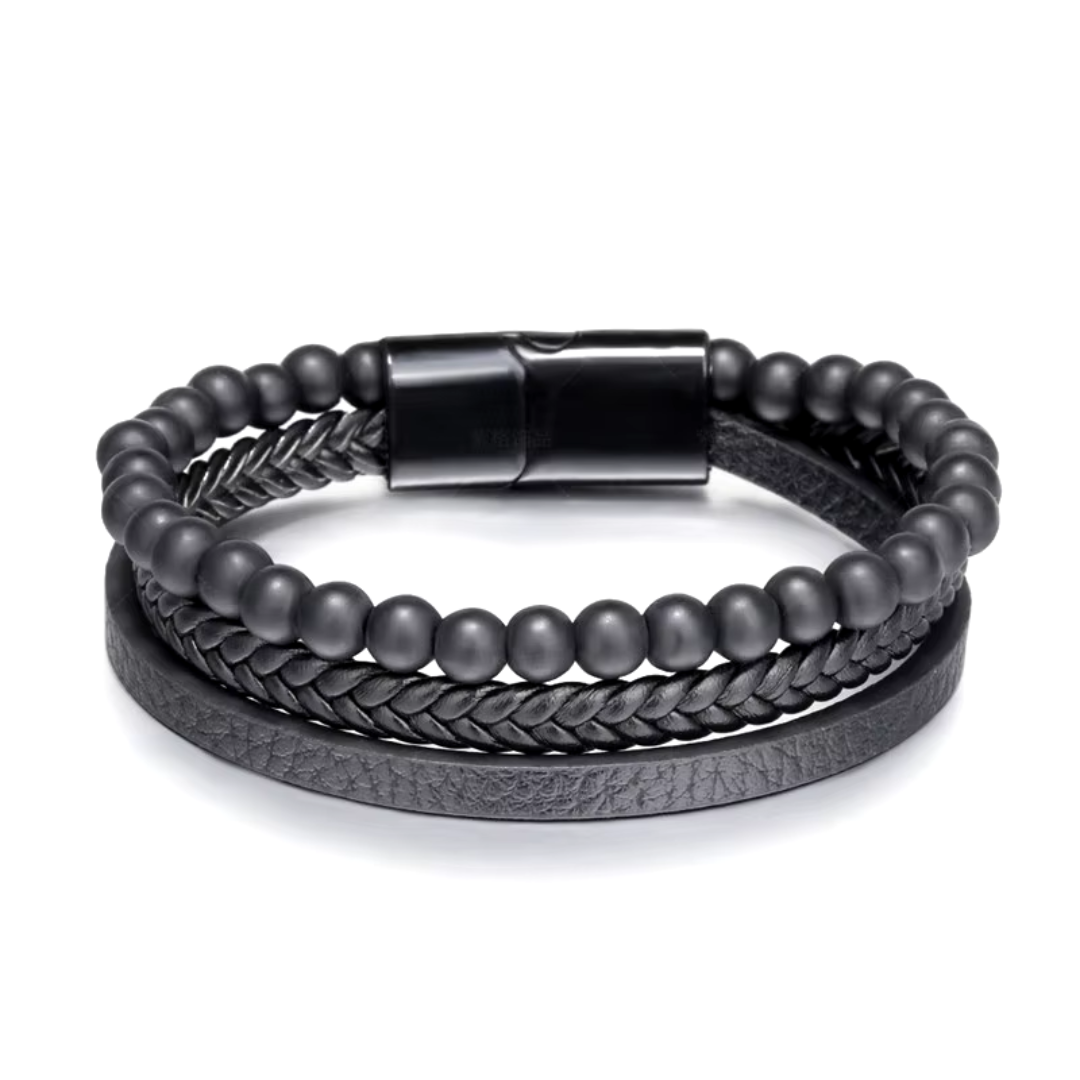 Empor Cesari – Luxuriöses schwarzes Armband mit Perlen für Herren